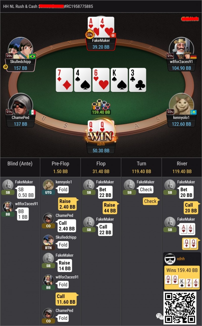 【ACR扑克】牌局分析：NL10练习场——QQ 3bet pot