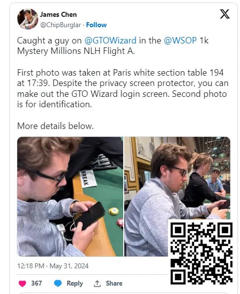 【ACR扑克】在WSOP赛场用手机查RTA软件被偷拍发到网上后，扑克圈炸开了锅